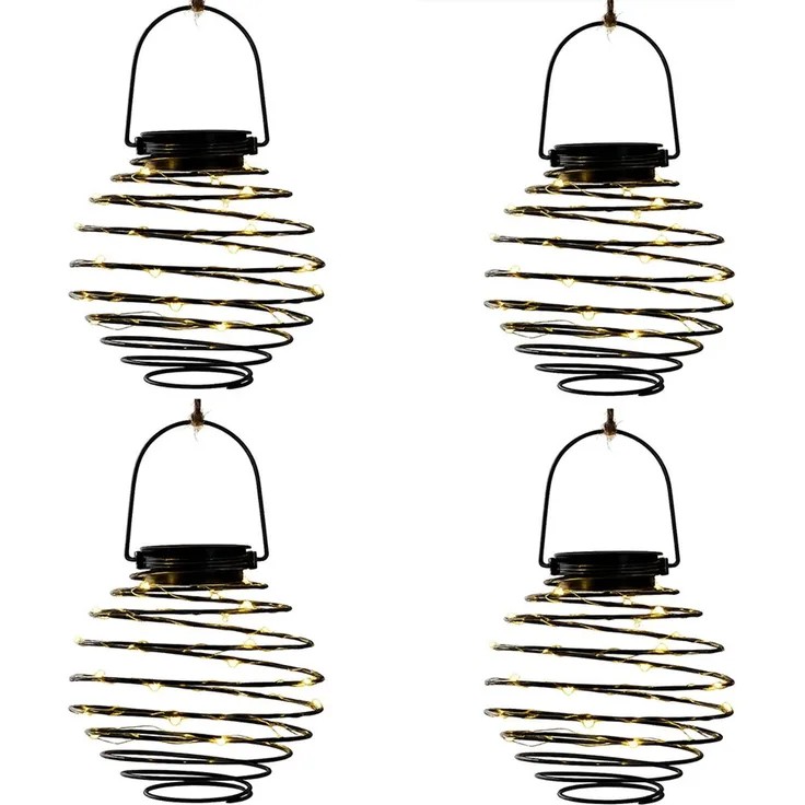 4er Set LED Solarleuchte, Bienennest, anthrazit, D 15 cm
