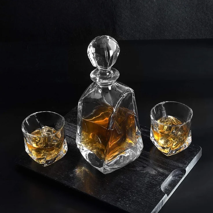 5-teiliges Whisky-Set Bleifrei Kristallgläser Karaffe 650ml, Geschenkbox – Bild 8