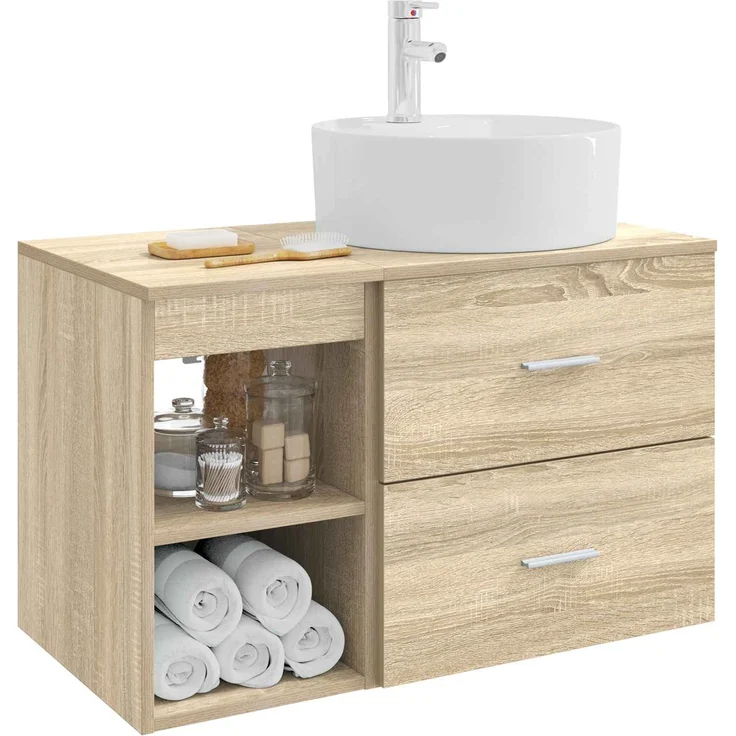 vidaXL Badezimmerschrank-Set 2 stk. Sonoma-Eiche 79,5 x 44,5 x 76 cm 3403906 – Bild 3