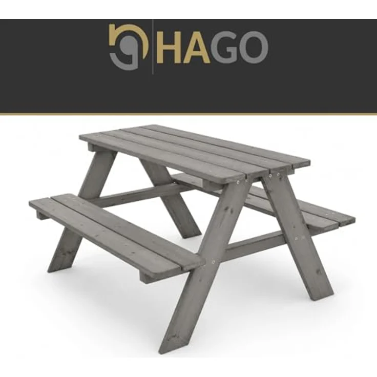 HAGO Garten-Kindersitzgruppe, Sitzset aus Tannenholz für Garten und Spielplatz, 1-tlg, mit hoher Tragkraft bis 50 kg – Bild 6