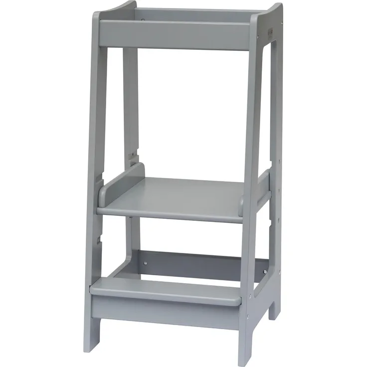 Stepup Baby Montessori Lernturm Kleinkind Trittstufe mit Verstellbarer Höhe und Sicherheitsschiene, Grau, BxHxT 42 x 85 x 42 cm