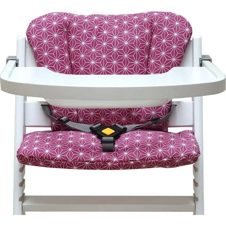 Blausberg Baby - Timba Sitzkissen Set BESCHICHTET für Safety 1st Hochstuhl - Happy Star Cranberry Rot Pink