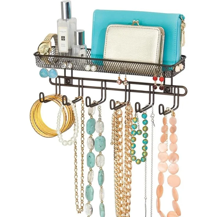 Schmuckaufbewahrung Wand bronze Schmuckhalter Organizer Haken Fächer mDesign – Bild 8