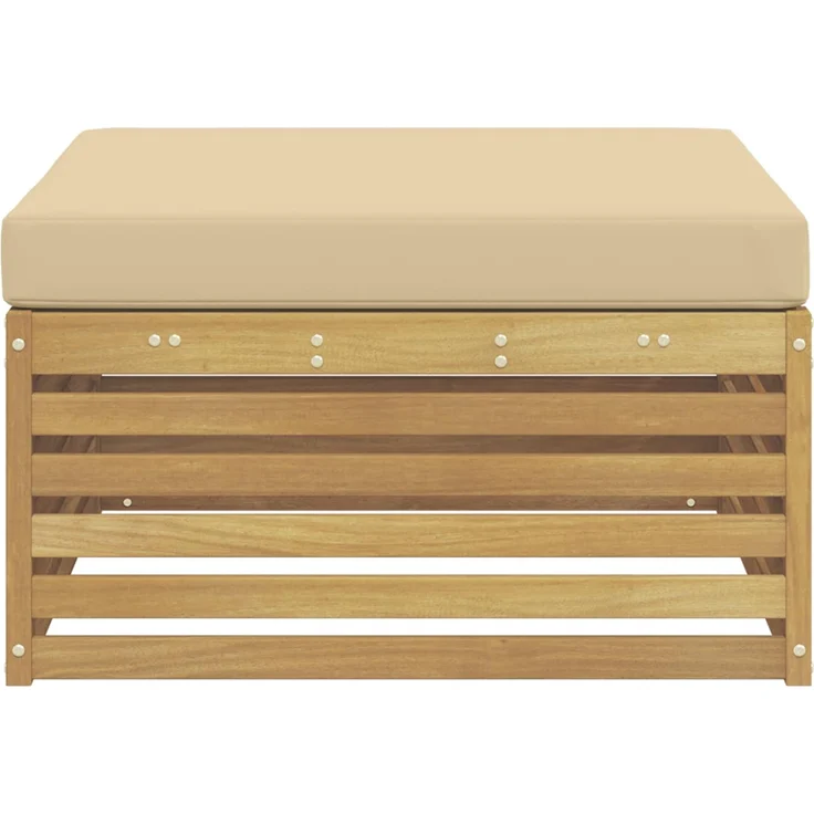 vidaXL Outdoor-Fußhocker Massivholz Akazie Weiß gewaschen und Beige 901565 – Bild 4