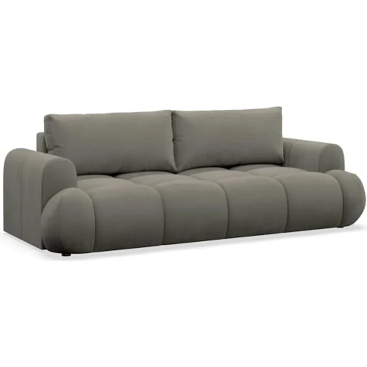 Selsey 3-Sitzer Sofa mit Schlaffunktion Schlafsofa Dunkelbeige Cord 135x200 cm Integrierter Bettkasten – Wasserabweisend & Abriebfest Polnisches Design Komfortable Wellenfederung & Schaumstoff – Bild 1