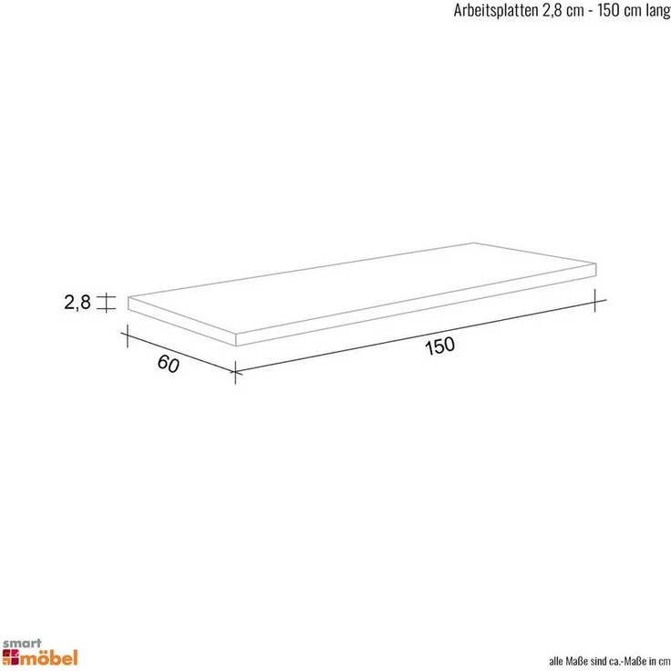 Flex-Well Arbeitsplatte Arbeitsplatte - 150 x 60 x 2,8 cm - Sonoma Eiche – Salerno – Bild 3