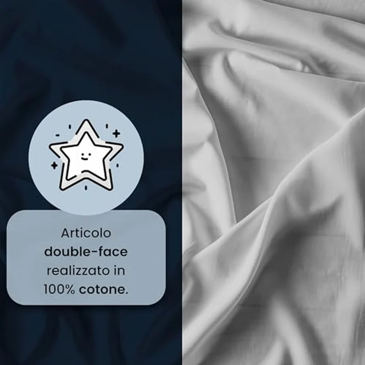 Italian Bed Linen Natural Color Doubleface Bettbezug, 100% Baumwolle, hell Grau/Rauch, Doppelte – Bild 4