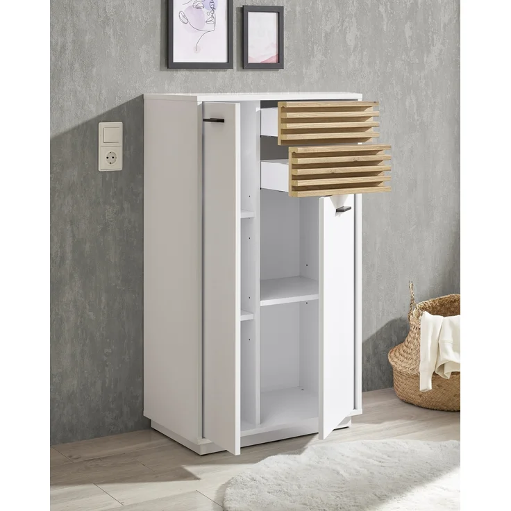 Badezimmer-Set >Liguria< (4-tlg.) in Weiß / Evoke Eiche Dekor - 220x191x40 (BxHxT) – Bild 6