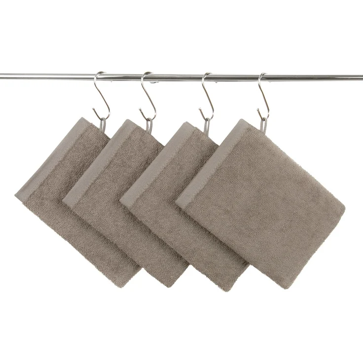 ZOLLNER 10er Set Waschlappen aus Baumwolle, 16x21 cm, fango (braun-grau) – Bild 2