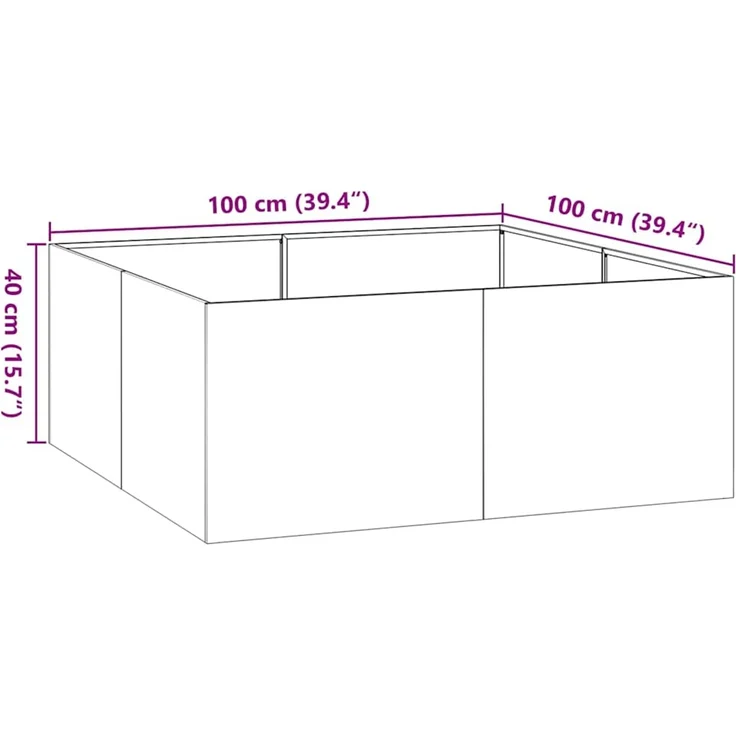 vidaXL Pflanzkübel Rostig 100x100x40 cm Wetterfester Stahl 860821 – Bild 10