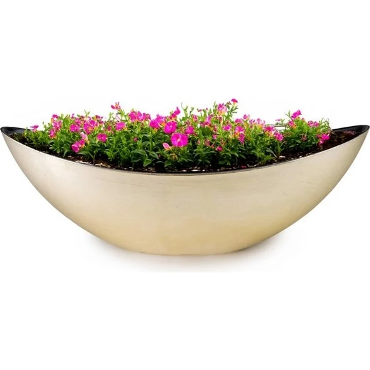 matches21 HOME & HOBBY Blumentopf Große Pflanzschale oval 39 cm für draussen Dekoschale champagner (1 St), Blumen-Schale als wetterfeste Friedhof-Schale Grab-Schmuck Grabschale – Bild 4