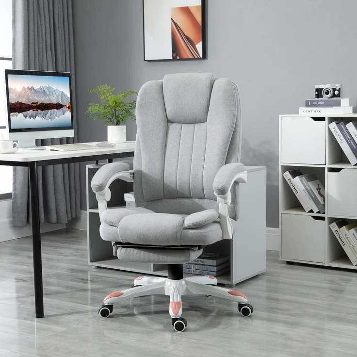 MELAYR, Massage Sessel, Bürostuhl, Gaming Stuhl, Polyester, Schaumstoff, Nylon, Grau, 66 x 63 x 107-115 – Bild 3