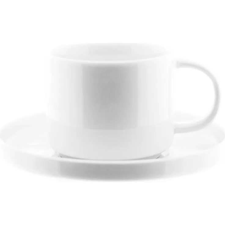 Mulex 12 Teilger Mokkatassen-Set mit Untertasse aus Porzellan Mokkaservice 100 ml Weiß