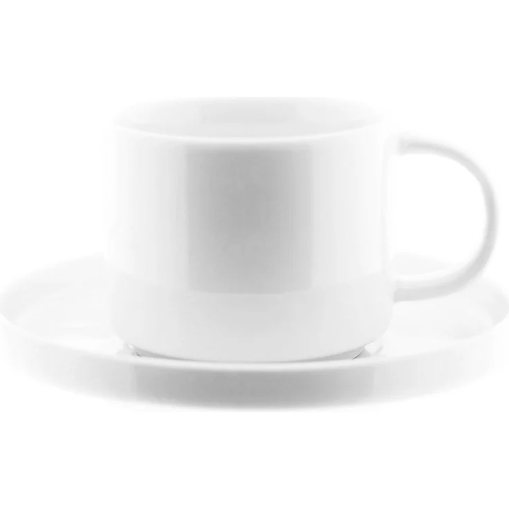 Mulex 12 Teilger Mokkatassen-Set mit Untertasse aus Porzellan Mokkaservice 100 ml Weiß – Bild 1