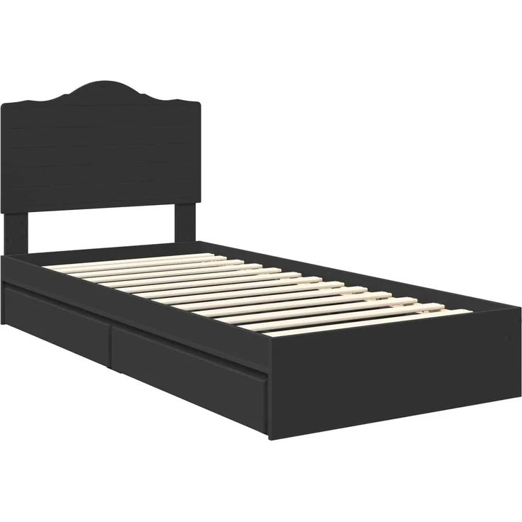 vidaXL Aufbewahrungsbett Schwarz 90 x 190 cm Holzwerkstoff 3413549 – Bild 3