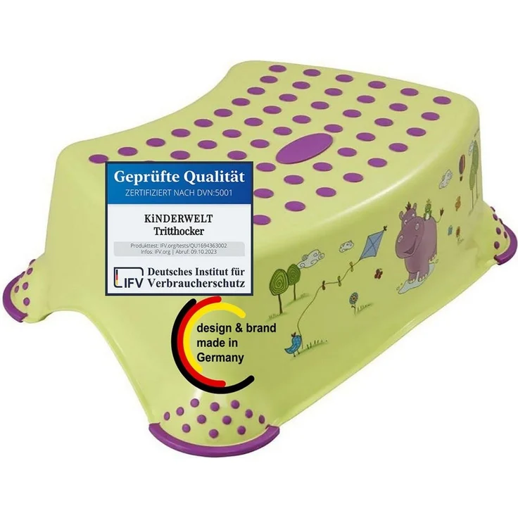KiNDERWELT Premium Tritthocker stabiler Hocker grün für Kinder mit Anti-Rutsch-Funktion – Bild 5