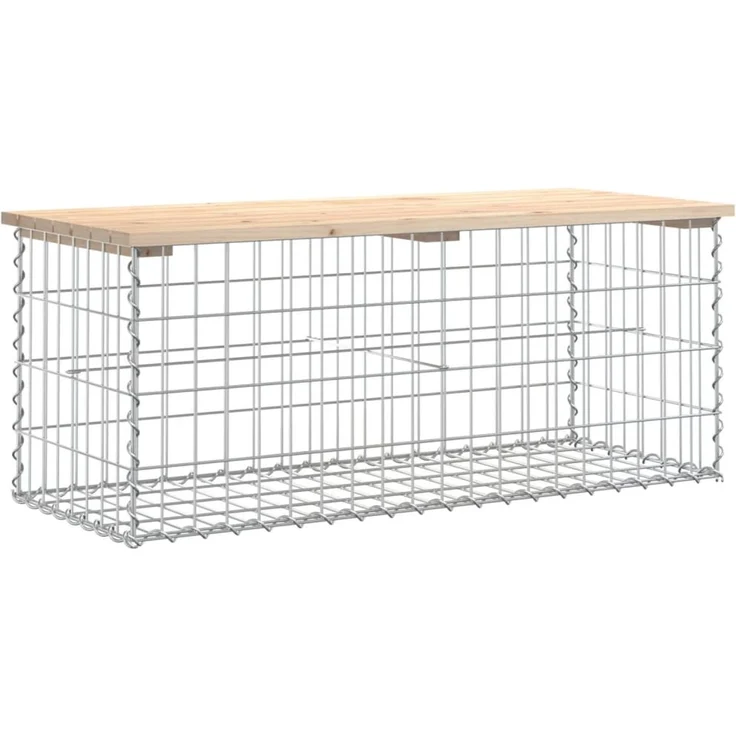 vidaXL Gartenbank aus Gabionen 103x44x42 cm Massivholz Kiefer 834359 – Bild 1