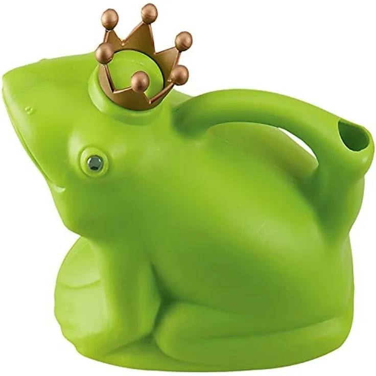 Gießkanne "Froschkönig" in grün mit Krönchen aus Kunststoff