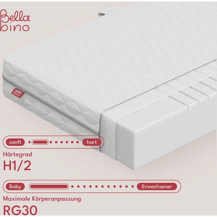 Bellabino 'Miera' Bodenbett 90 x 200 cm, Sperrholz, mit offener Seite, inkl. Rolllattenrost und Matratze – Bild 7