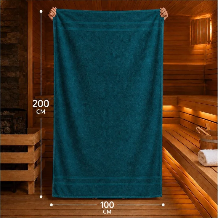 Komfortec Saunatuch 100x200 Extra Große XXL Premium Saunatuch, Unifarben (1-St), extra Große XXL, Schnelltrocknend, Frottee, Weich, Baumwolle – Bild 4