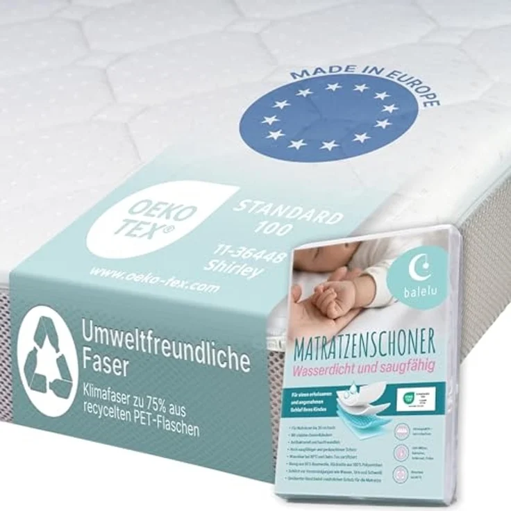 Sun Garden Komfort Babymatratze, Kindermatratze 60x120 cm mit Trittkante + Schoner, Oeko-Tex 100 Zertifiziert, Komfortschaum, ergonomisch, für Babybett, Kinderbett, Reisebett, Bezug waschbar bis 60°C – Bild 1
