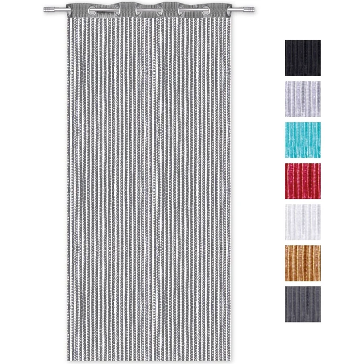 Fadenvorhang Lurex-Optik Fadengardine Türvorhang mit Ösen, trendige Dekoration in vielen verschiedenen Ausführungen erhältlich (140x250 cm / anthrazit - dunkelgrau) – Bild 5