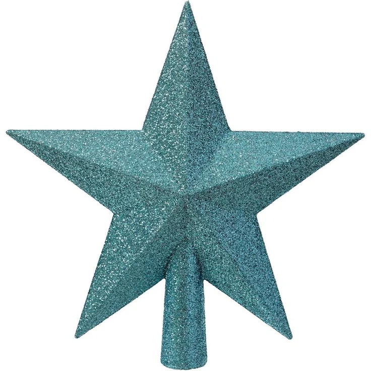 Kaemingk Christbaumspitze, Christbaumspitze Stern mit Glitzer 19cm Kunststoff - Folkloreblau – Bild 3