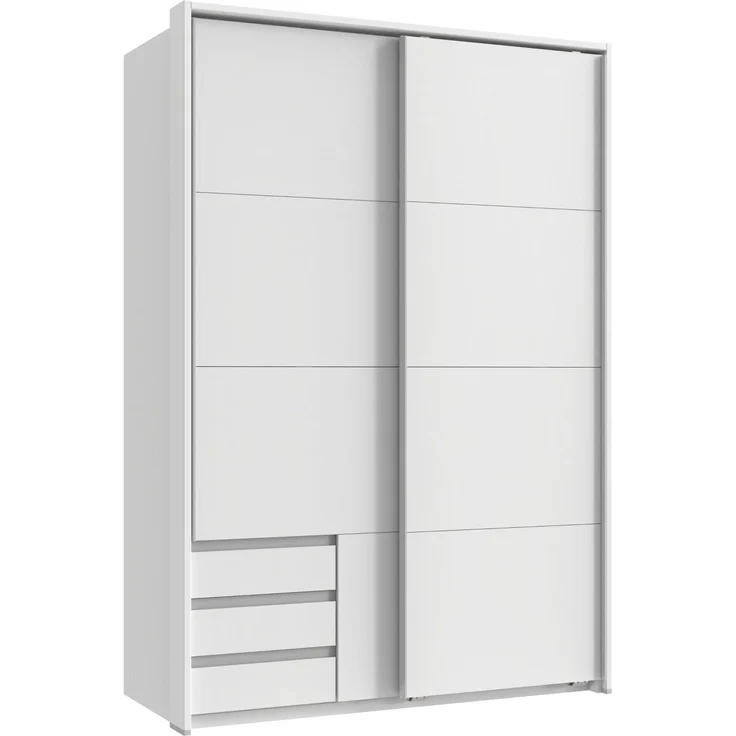 Schwebetürenschrank 2trg Kleiderschrank 138cm Weiß Außenschubladen Passepartout – Bild 1