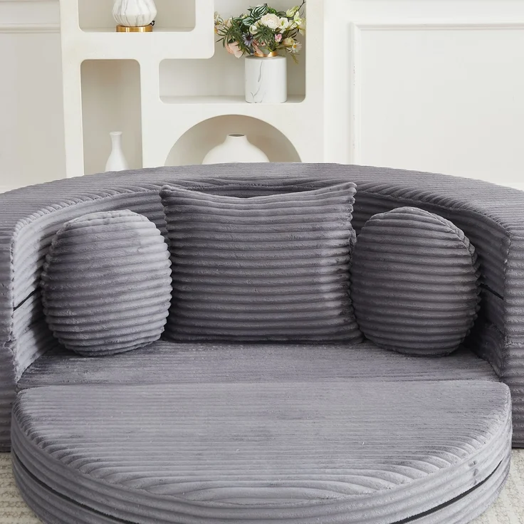 ZUBALIYA SchlafSofa mit USB - Anschluss, mit Schreibtisch, mit Cordbezug, mit Schaumstoffpolsterung, für Wohnzimmer und Apartments – Bild 14