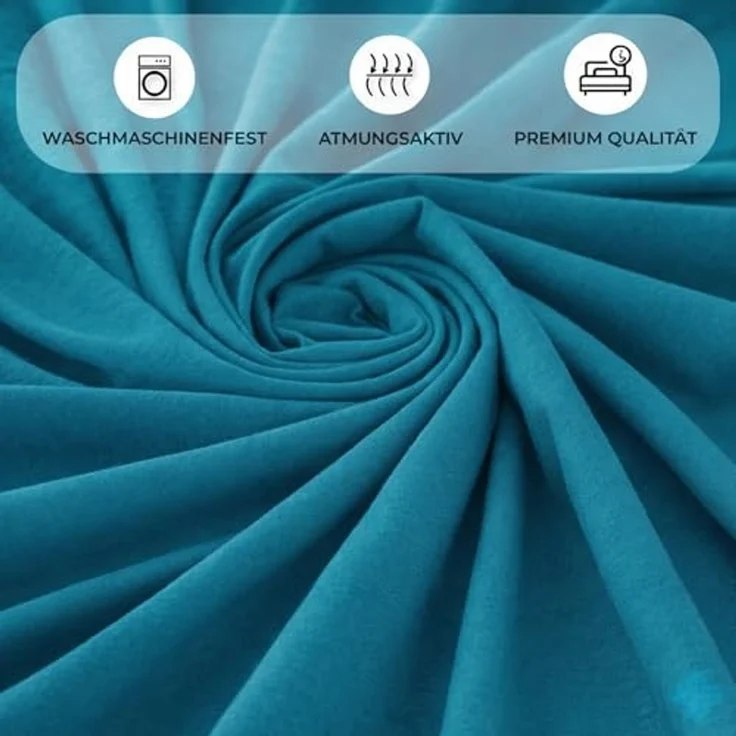 Buymax Spannbettlaken 80x200 cm Baumwolle 100% Spannbetttuch Bettlaken Jersey, Matratzenhöhe bis 25 cm, Farbe Petrol – Bild 5