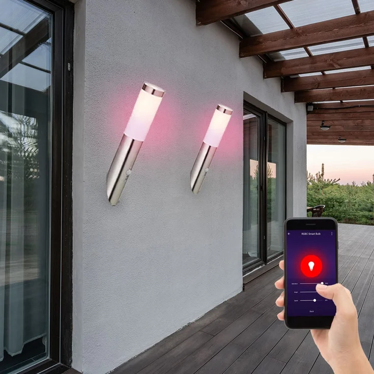 4er Smart RGB LED Wandlampe, opal, Bewegungsmelder, H 40 cm – Bild 3