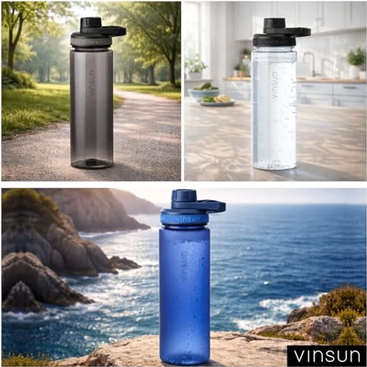 Vinsun Trinkflasche Sportflasche 750ml - Wasserflasche BPA frei & Kohlensäure geeignet, Auslaufsicher, bruchsicher, wiederverwendbar, leicht, Tritan Flasche – Bild 9