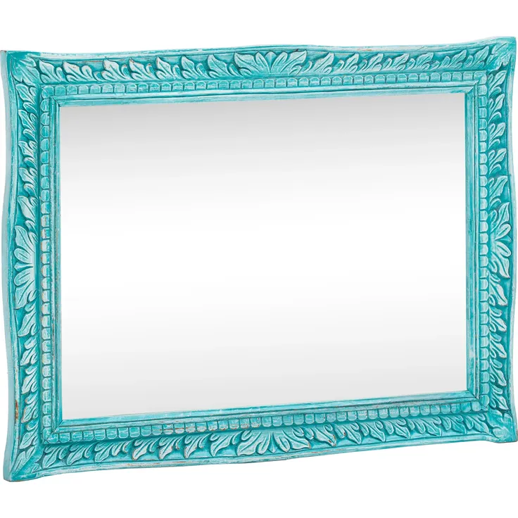 Spiegel Santa Cruz 80x60 cm blau massivum Mangoholz Wandspiegel Holzspiegel Landhausdesign Badspiegel Flurspiegel rechteckig