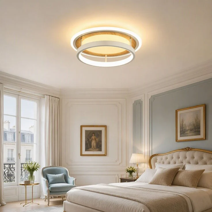 BlingBin LED Deckenleuchte Ø 30 Deckenlampe quadratisch/rund moderne Holzoptik 34 W Warmweiß, rund, LED fest integriert, Tageslichtweiß, Sandweiß für Wohnzimmer Schlafzimmer Esszimmer – Bild 4