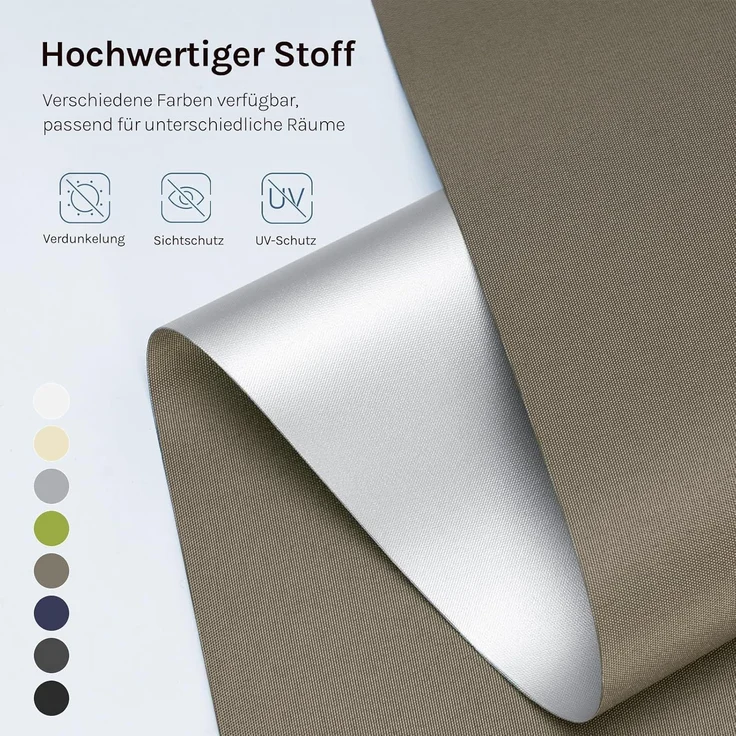WOLTU Verdunkelungsrollo ohne Bohren, Thermo Verdunkelungsrollo mit Kette, Sichtschutz, für Türen und Fenster, 120 x 160 cm, Taupe – Bild 3