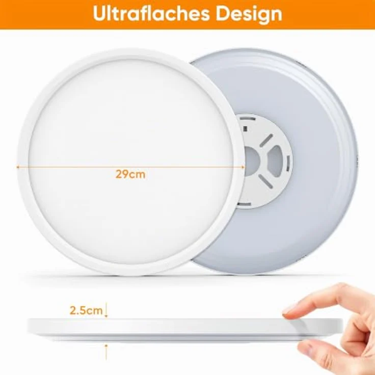 ROTTOGOON Deckenlampe LED Deckenleuchte Flach 24W 2200LM, 3CCT, Ø29cm | Modern Schlicht Rund Deckenleuchte, 3000K/4000K/6500K, Ultra Dünn, für Badezimmer Schlafzimmer Wohnzimmer Küche – Bild 4