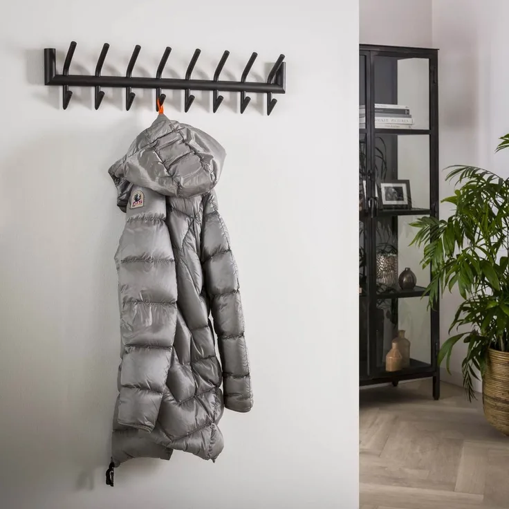 Garderobe Rundgravo aus Metall, Industrial Design, dunkelgrau, 8 Haken, robust und nachhaltig