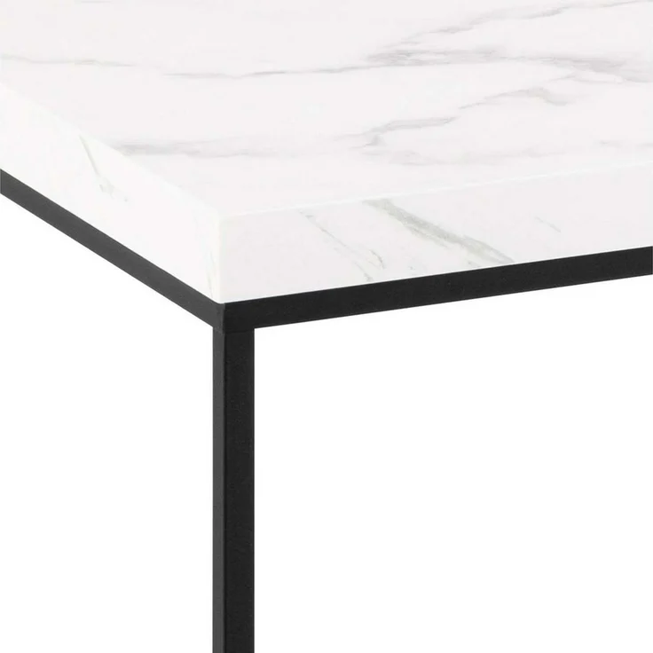 ACTONA GROUP Couchtisch Barossa Wohnzimmertisch, Sofatisch, Kaffeetisch, rechteckig, Steinoptik, schwarze Stahlbeine, Breite 110 cm – Bild 4