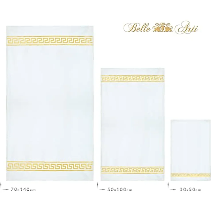 Belle Arti Handtücher Luxus Mäander Gästetücher Badetücher Duschtücher Saunatücher in Set, (1-St), schwarz, weiss, beige, rot, gold, 100% Baumwolle, Frottee, eingestickt – Bild 5