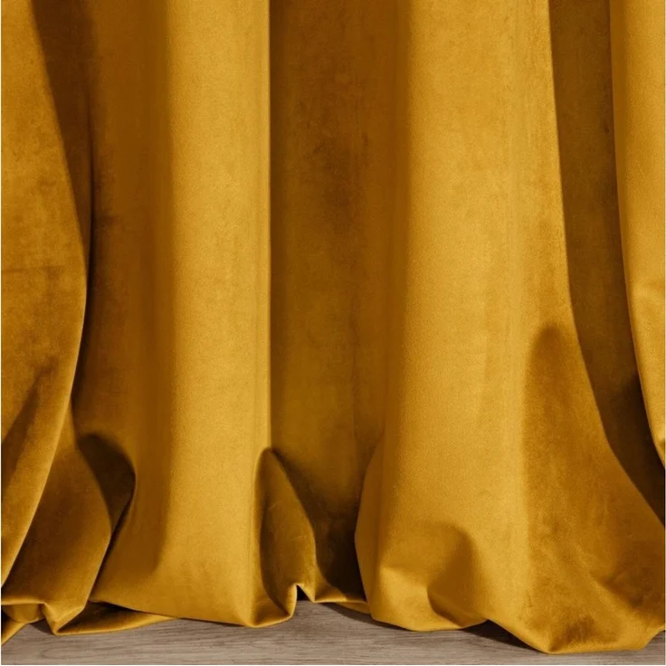Eurofirany 'VILLA' Vorhang, Samtvorhänge, Velours Blickdicht, Senfgelb, 10 ÖSEN, H250 x B140 cm (1er Pack) – Bild 3