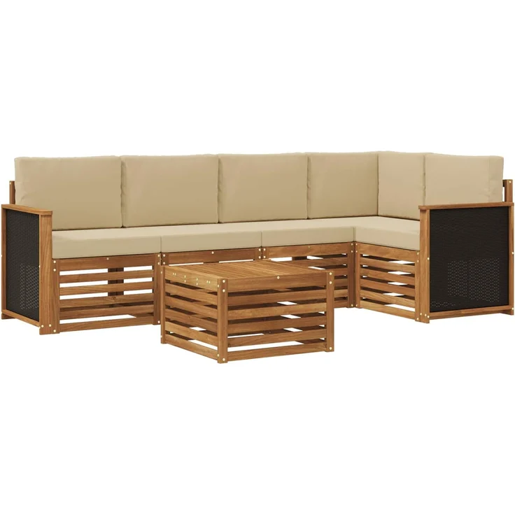 vidaXL Outdoor-Sofagarnitur 6 stk. 5-Sitzer Natur Massivholz Akazie 3384374 – Bild 2