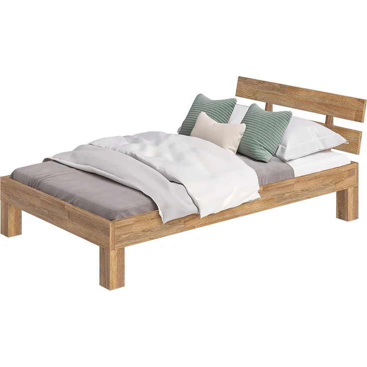 skølm 'Floki' Bett 120x200 cm, Bettgestell, natur geölt, Massivholzbett aus Eiche, Doppelbett mit Bettkopf, geeignet als Einzelbett – Bild 9