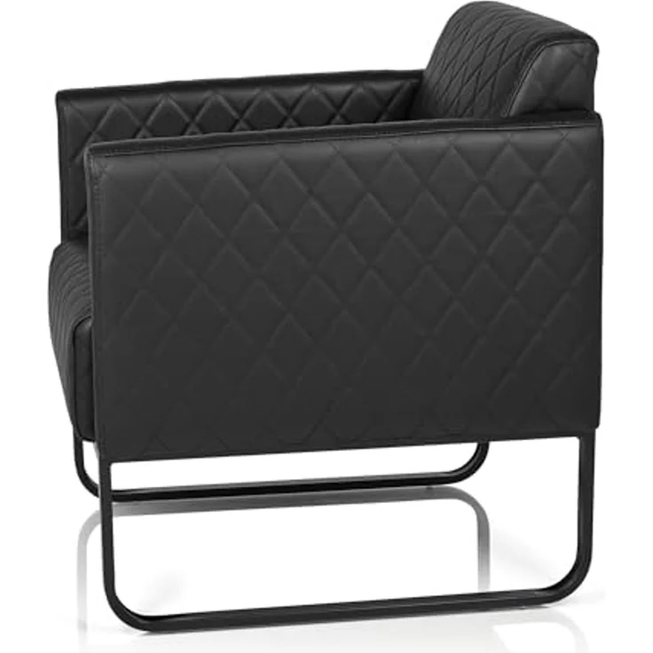 hjh OFFICE Loungesessel 1-Sitzer Aruba Black Kunstleder Polstersessel modern mit Stahlgestell, 78 x 67 x 71 cm, Schwarz – Bild 7