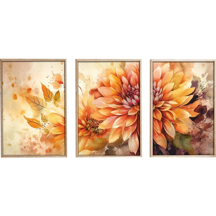 Wallity Dekoratives gerahmtes MDF-Gemälde (3-teilig), Mehrfarbig, 70 x 50 cm – Bild 4
