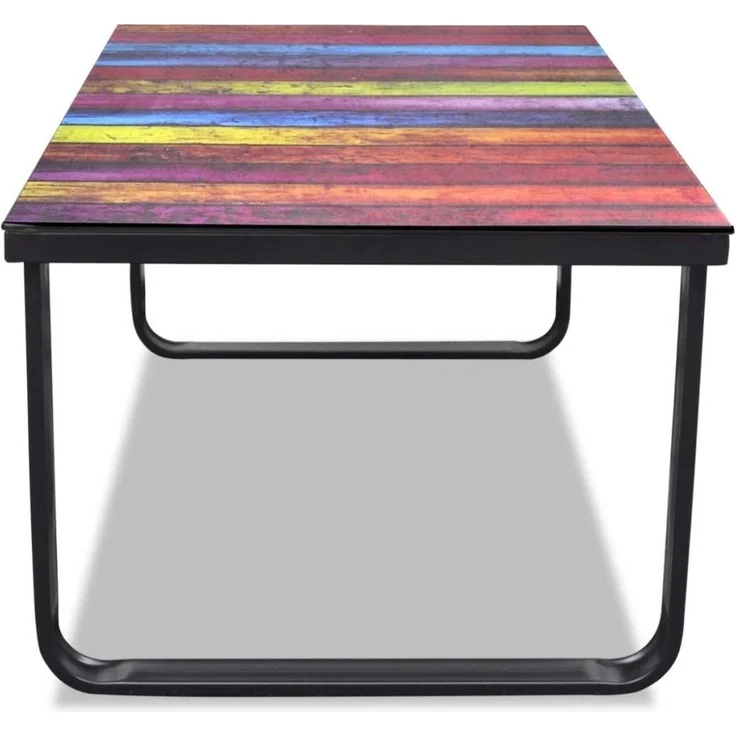 vidaXL Couchtisch mit Glasplatte Regenbogen-Aufdruck 241175 – Bild 5