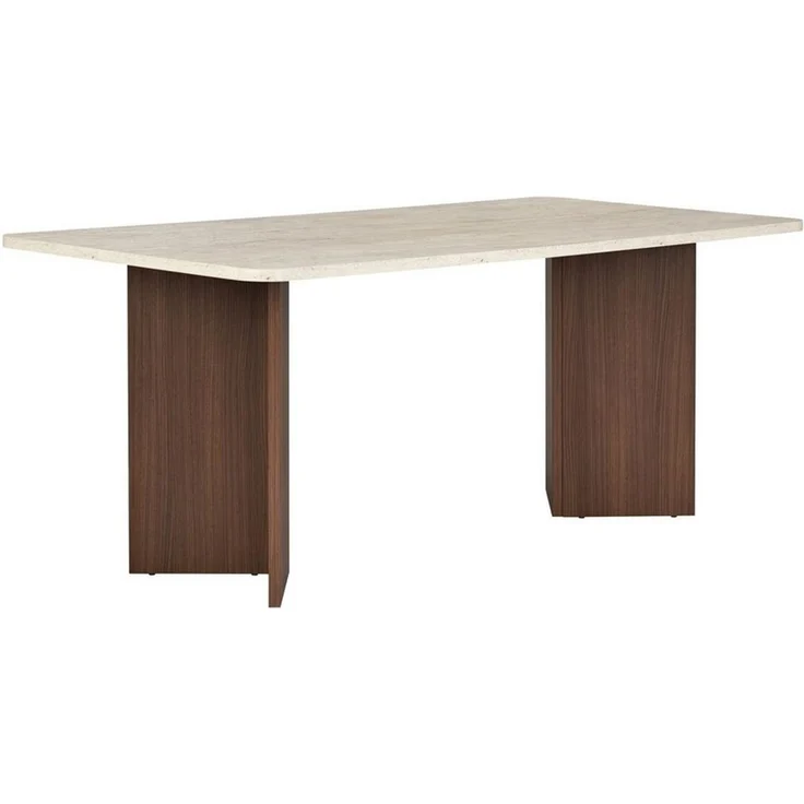 Hanah Home Eleganter Esstisch, 180 cm x 90 cm x 75 cm | 100% melaminbeschichtete Spanplatte, 25 mm stark | Stilvolles Finish in Travertin und Mailänder Walnuss, Tragkraft 70 kg – Bild 1