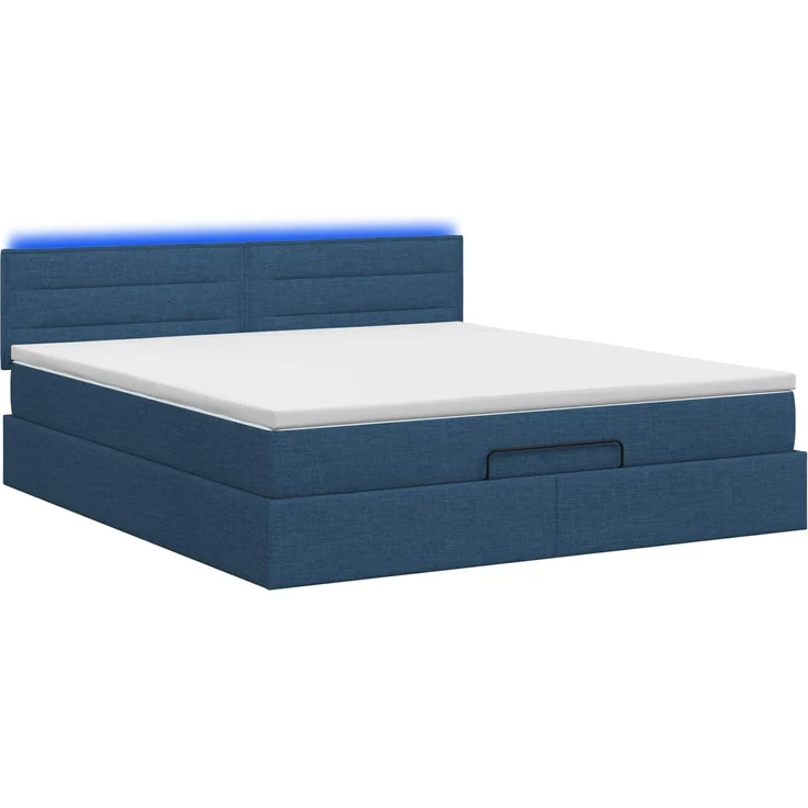 vidaXL Ottoman-Bett mit Matratze und LED Blau 160 x 200 cm Stoff 3456842 – Bild 9