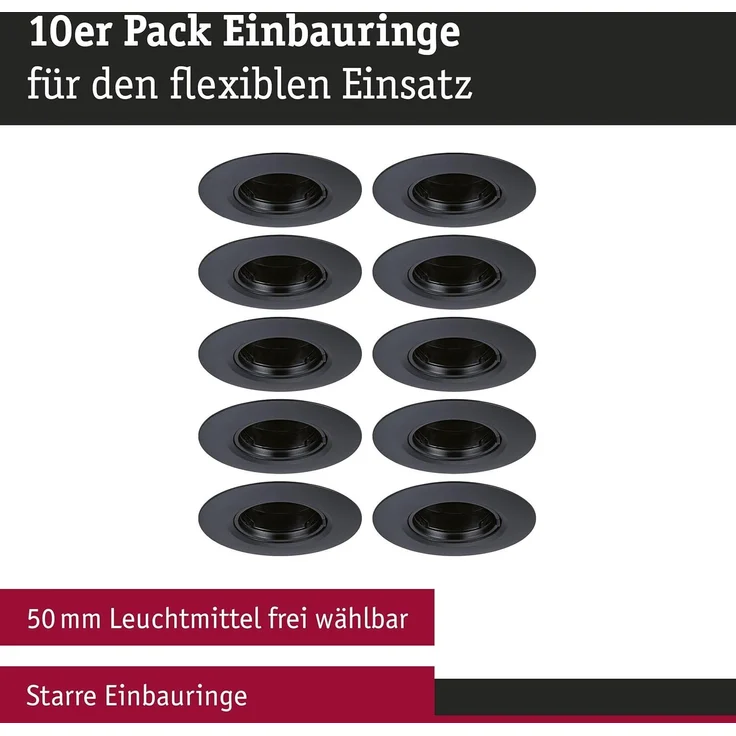 Paulmann 92120 Einbauleuchte rund 90mm 10er-Set Schwarz starr – Bild 2