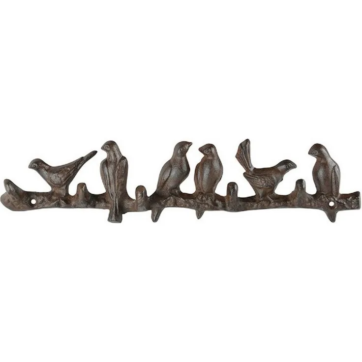 Wandhaken Garderobe mit Vögeln aus Gusseisen mit 5 Haken