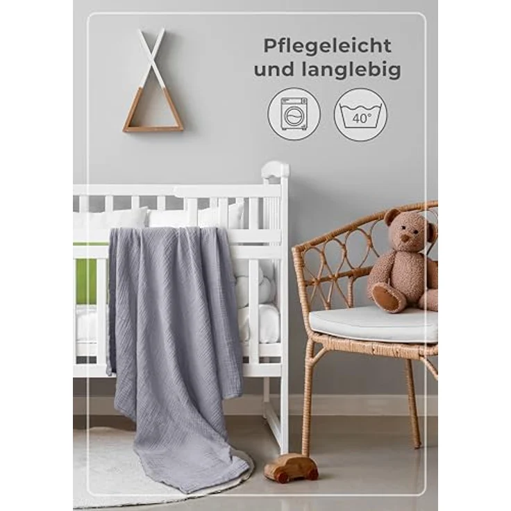 Babydecke Premium Musselin Babydecke 4-lagige Decke aus 100% Baumwolle, Laynenburg, Musselin Babydecke, Kuscheldecke oder Schlafdecke, Pucktuch, Spucktuch – Bild 8